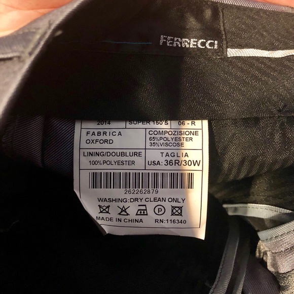 Ferrecci Men’s Two Piece Charcoal Grey Suit - Picture 6 of 7